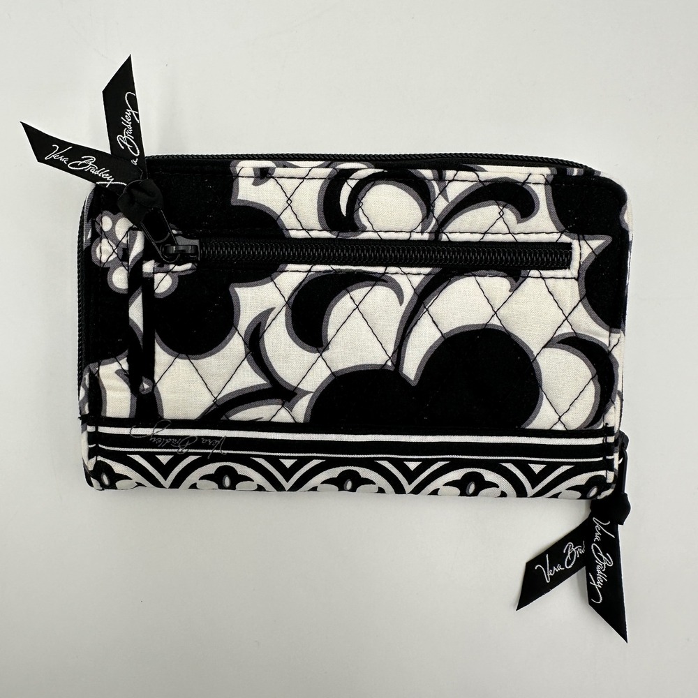 Vera Bradley Turnlock Wallet Womens OS Black White Night and Day Quilted Cotton - Picture 3 of 16